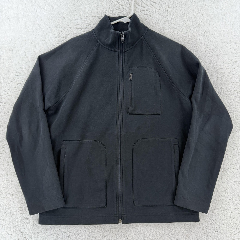 Banana Republic Jacket Mens Large Black Fleece Full Zip Stand Collar Utility